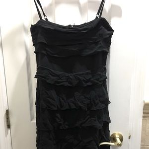Tiered black thin strapped BCBG cocktail dress